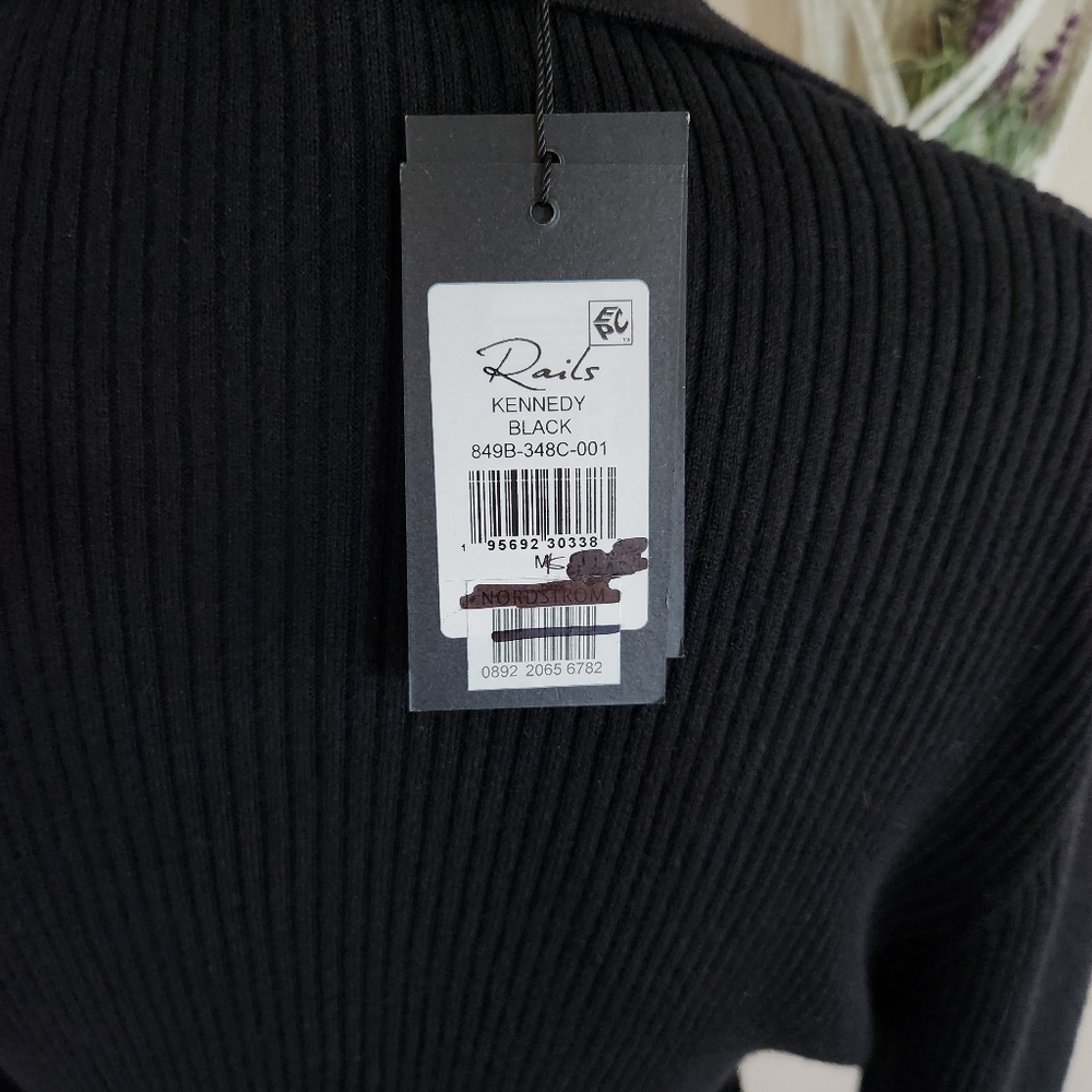 Rails Womens Black Ribbed Kennedy Sweater Size Medium NWT - Picture 8 of 16